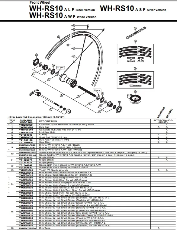WH-RS10-A Black Wheel Spokes