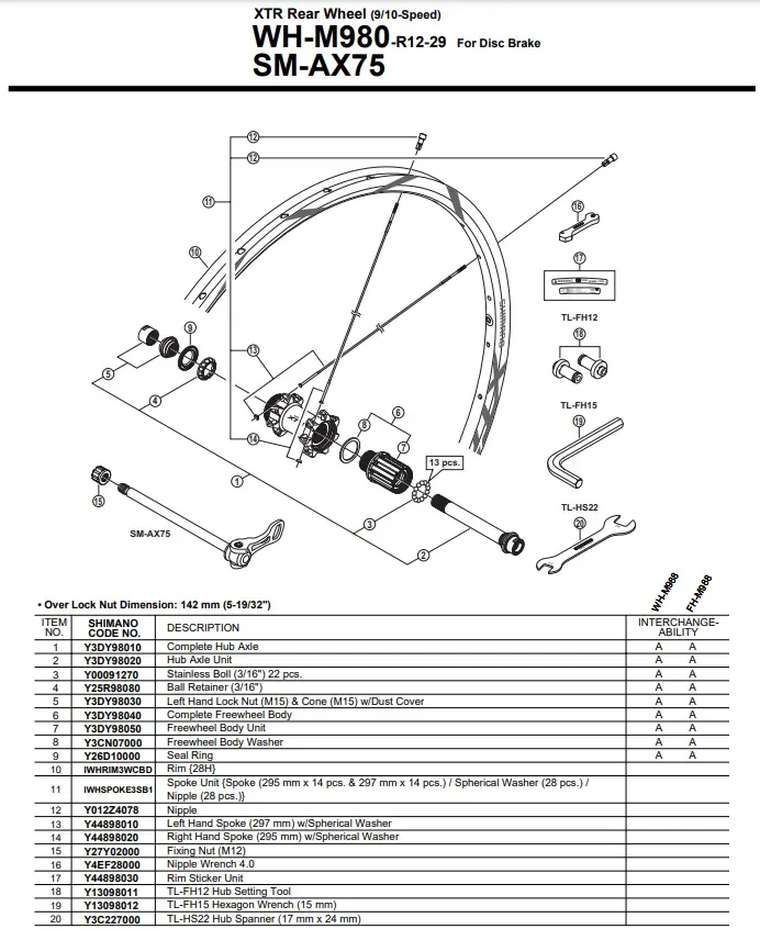 XTR WH-M980 29er Wheel Spokes
