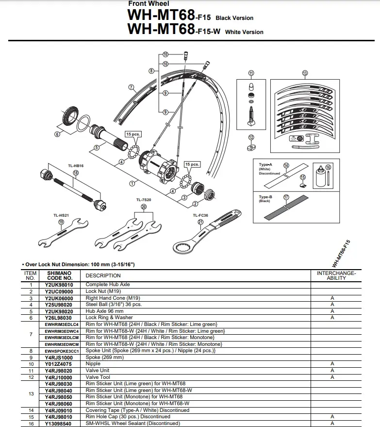 Shimano WH-MT68 26 inch Wheel Spokes