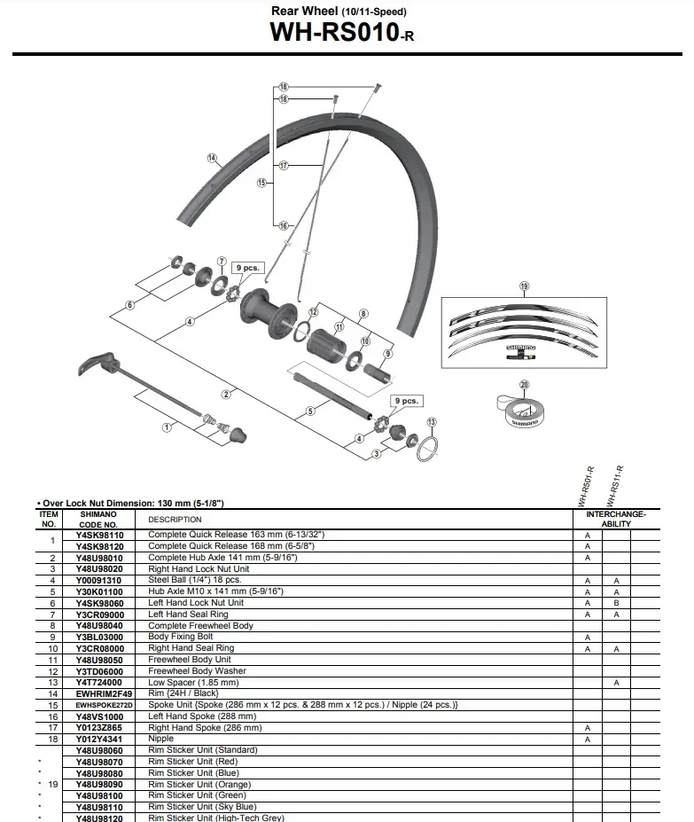 Shimano WH-R010 Black Rear Wheel Spokes