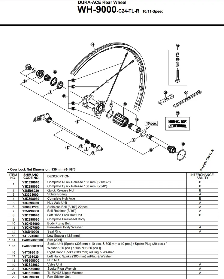 Shimano WH-9000 C24 Tubeless Clincher Rear Wheel Spokes