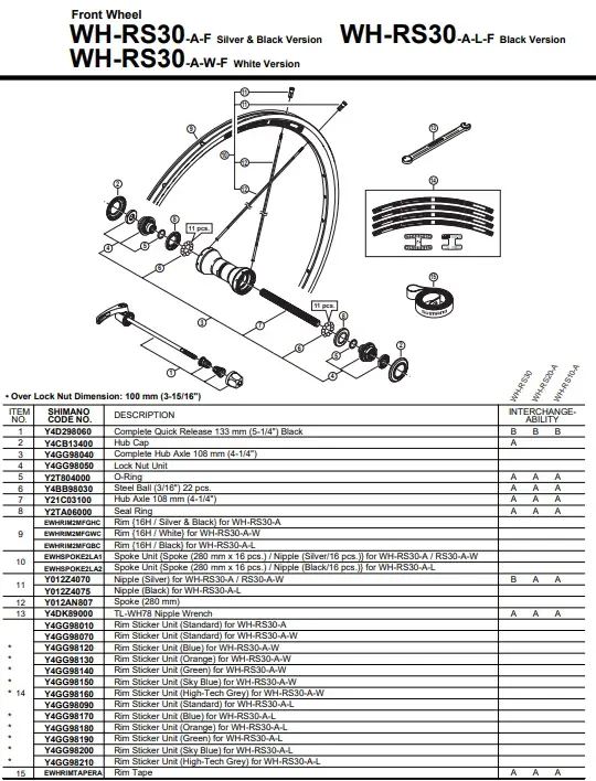 WH-RS30-A Black Wheel Spokes