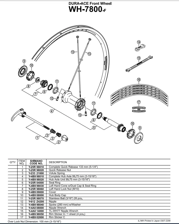 Shimano WH-7800 Silver Front Alloy Clincher Wheel Spoke