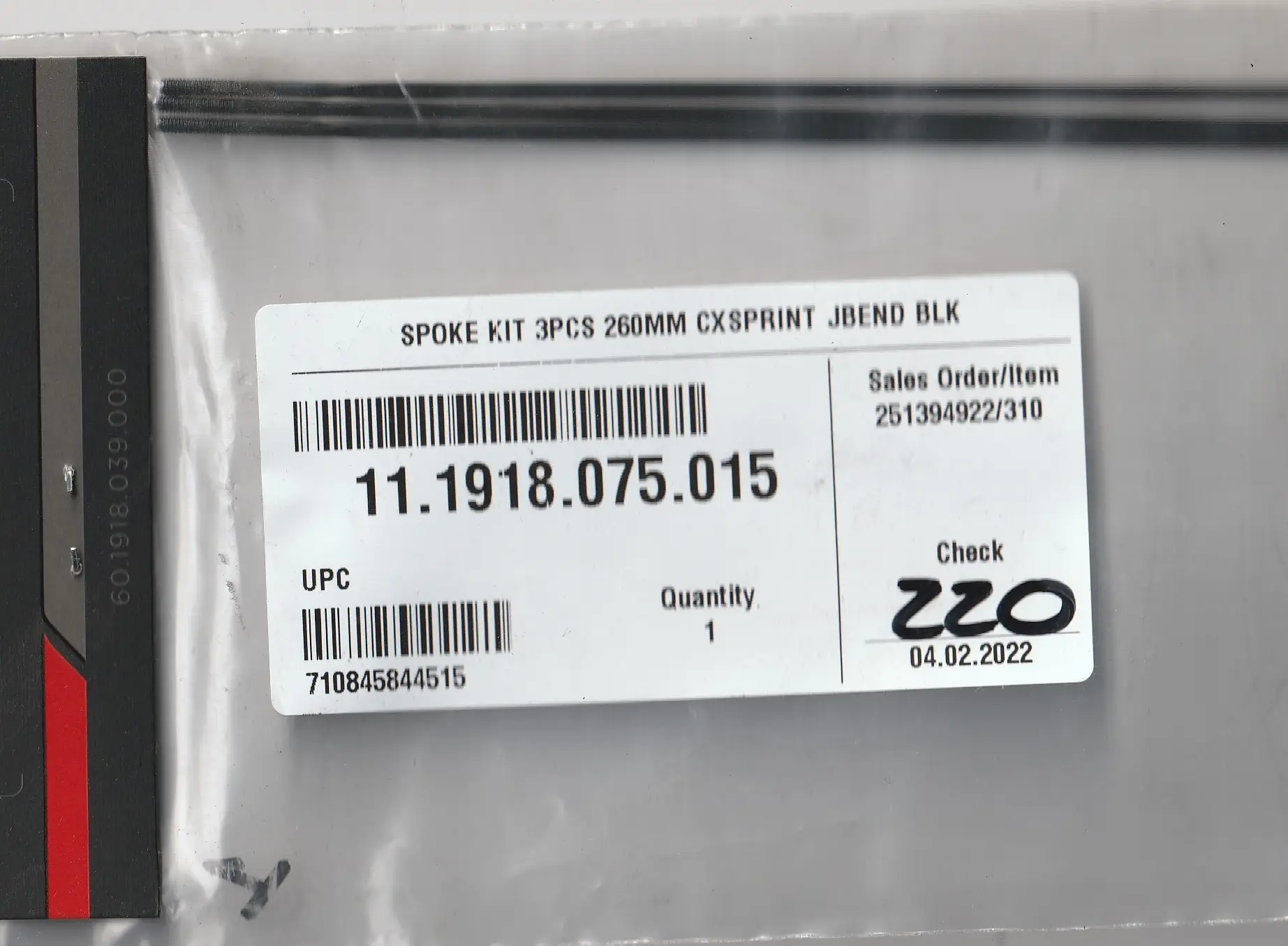 ZIPP J Bend Black Spoke Kit 260mm Code: 11.1918.075.015