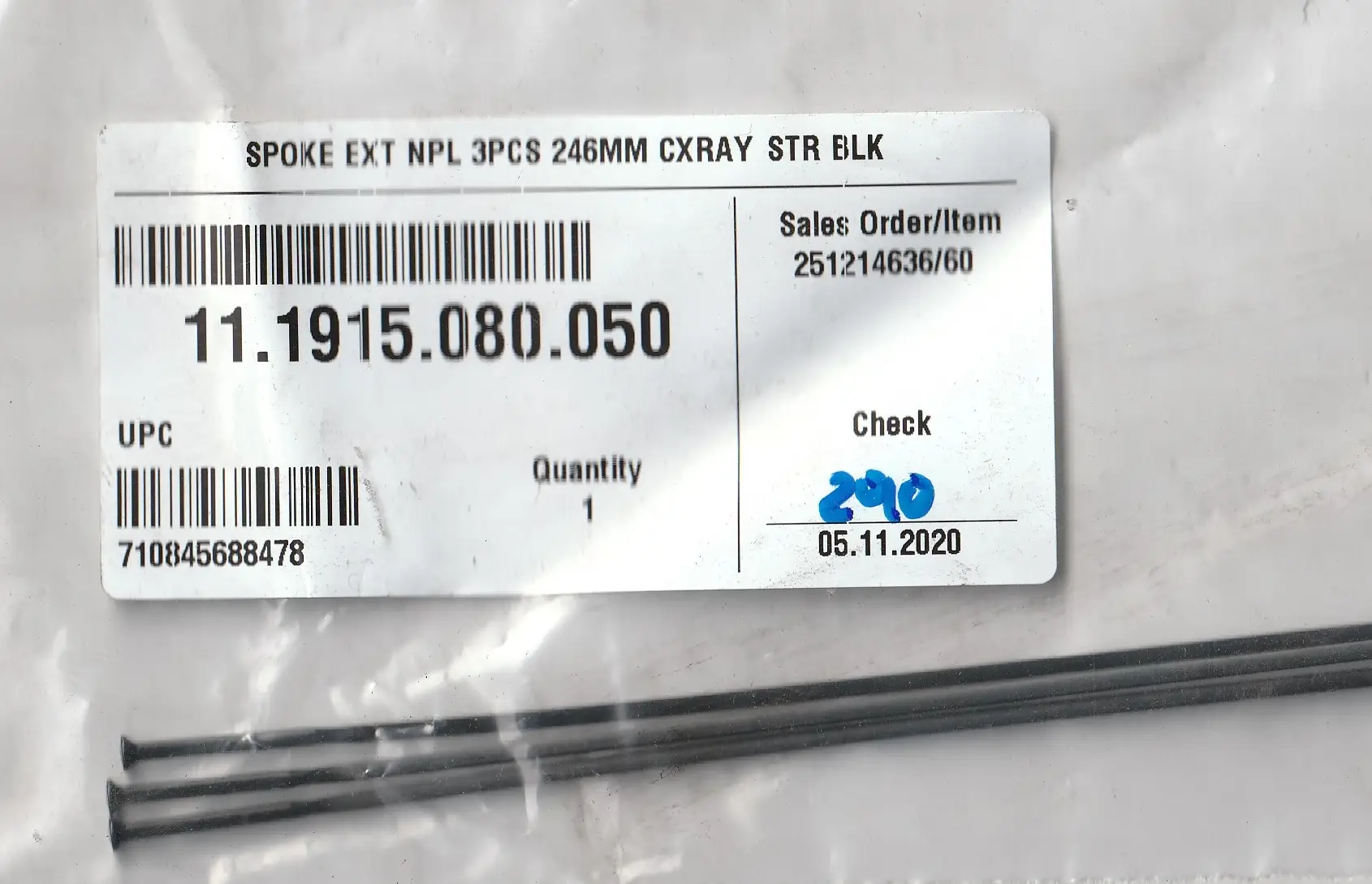 ZIPP Straight Pull Black Spoke Kit 246mm Code: 11.1915.080.050