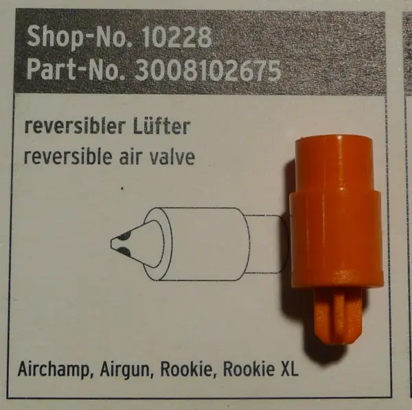 SKS Reversible Air Valve Insert for Airchamp, Airgun, Rookie and Rookie XL