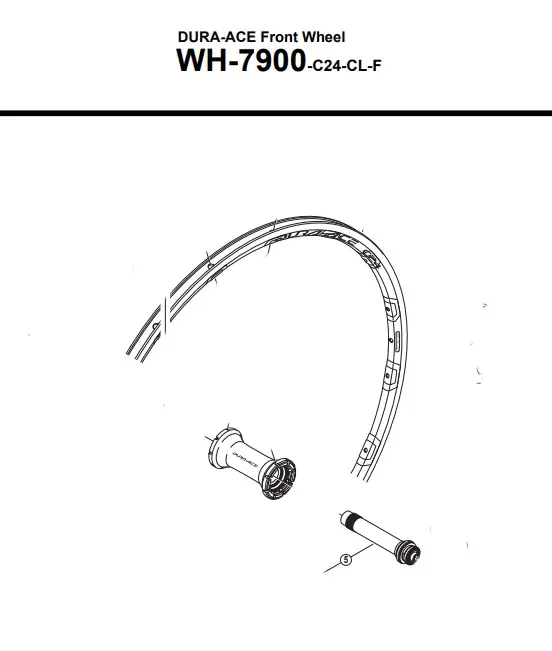 Dura Ace WH-7900 Complete Front Hub Axle & Fixed Cone Assembly
