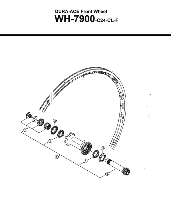 Dura Ace WH-7900 Complete Front Hub Axle Assembly