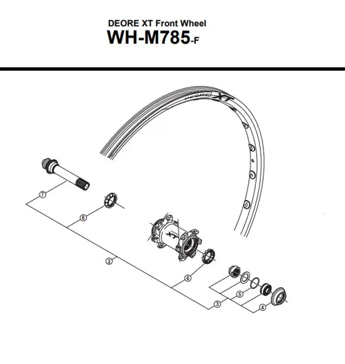 XT WH-M785 Complete Front Axle Assembly QR