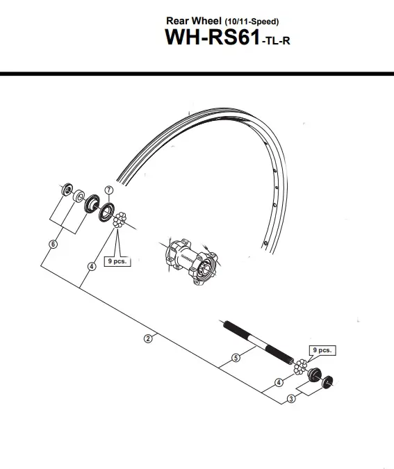 WH-RS61 Rear Wheel Complete Hub Axle Assembly 141mm QR